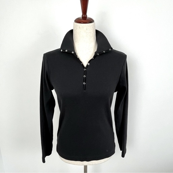 Cutter & Buck Thermal Long Sleeve Satin Trim Snap Henley. Black. Small - Picture 3 of 7